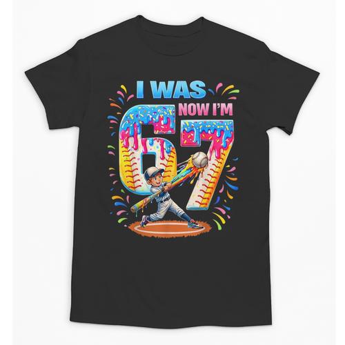 I Was 6 Now I'm 7 Baseball Birthday Boy For Teens Kids Unisex T-Shirt - Sportilla