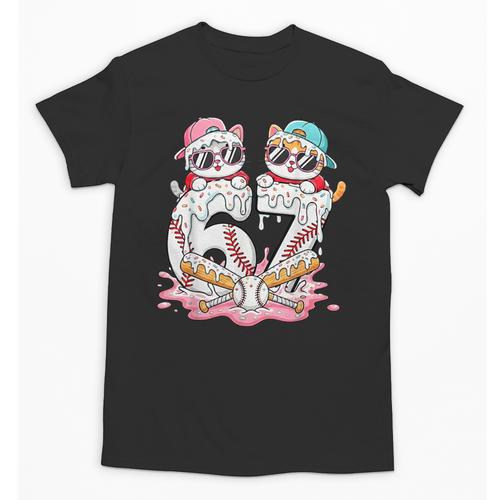 67 Meme Kawaii Cats Baseball Ice Cream Drip 6 7 Kids Unisex T-Shirt - Sportilla