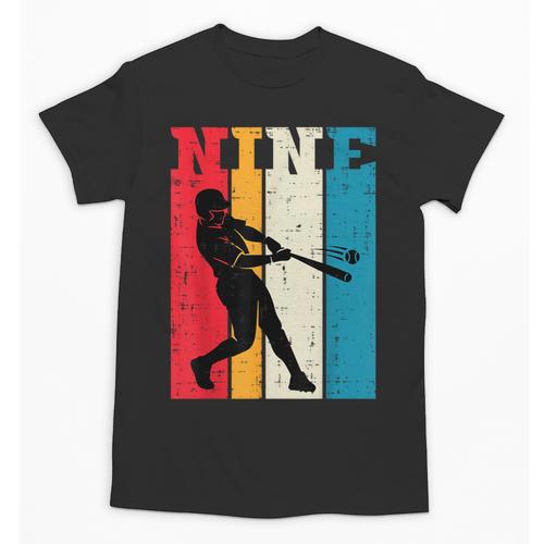 9th Birthday Nine Baseball Batter 9 Year Old Bday Boys Kids Unisex T-Shirt - Sportilla