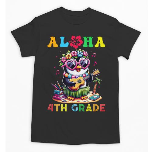 Aloha Fourth Grade Penguin Hawaii Back To School Kids Girl Unisex T-Shirt - Savourry