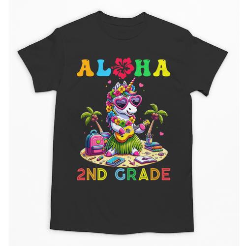 Aloha Second Grade Unicorn Hawaii Back To School Kids Girl Unisex T-Shirt - Savourry