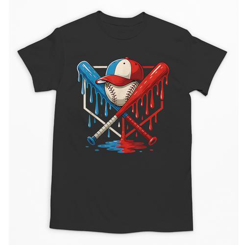 American Baseball Drip Graffiti Ball And Bat Unisex T-Shirt - Sportilla
