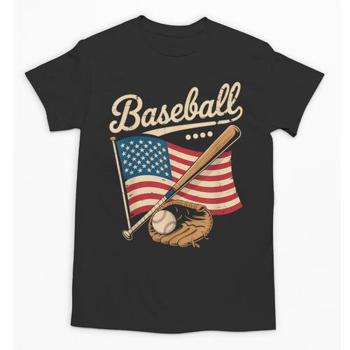 American Flag Baseball Player Bat Fan Catcher Pitcher USA Unisex T-Shirt - Sportilla