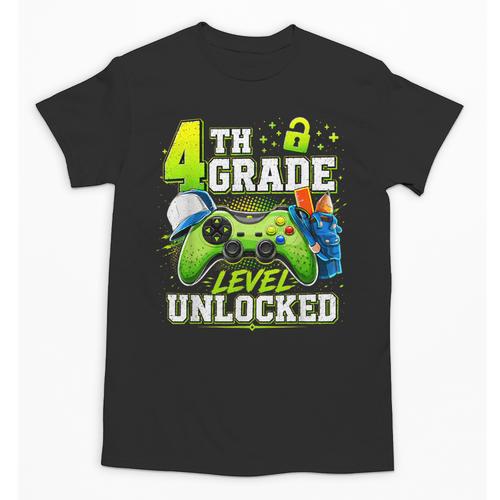 Back To School 4th Fourth Grade Level Unlocked Gamer Kid Unisex T-Shirt - Savourry