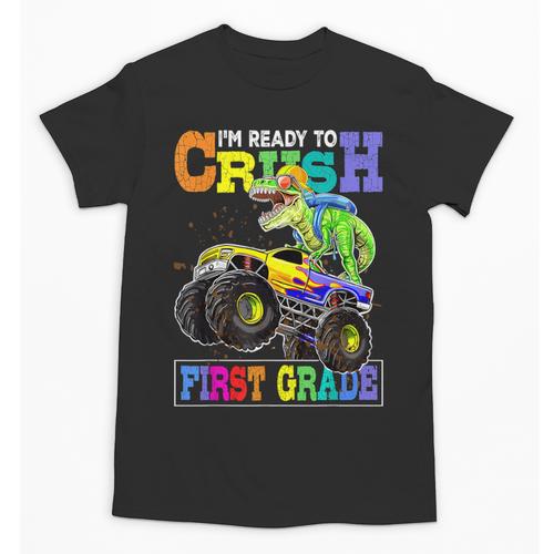 Back To School Boy Dinosaur I'm Ready To Crush First Grade Unisex T-Shirt - Savourry