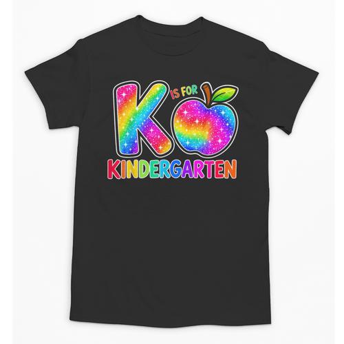 Back To School F Is For Kindergarten Rainbow Apple Kid Unisex T-Shirt - Savourry