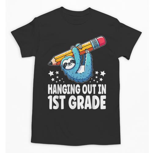 Back To School First Grade Sloth Hanging Out In 1st Grade Unisex T-Shirt - Savourry