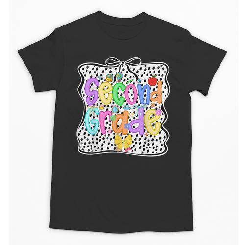 Back To School Second Grade Girls 2nd Grade Dalmatian Dots Unisex T-Shirt - Savourry