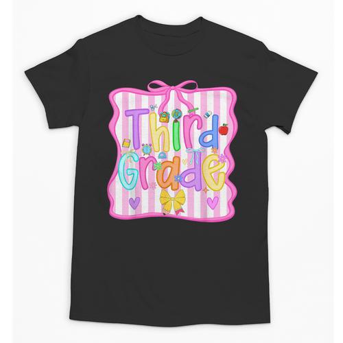 Back To School Third Grade Girls Coquette Bow 3rd Grade Kids Unisex T-Shirt - Savourry