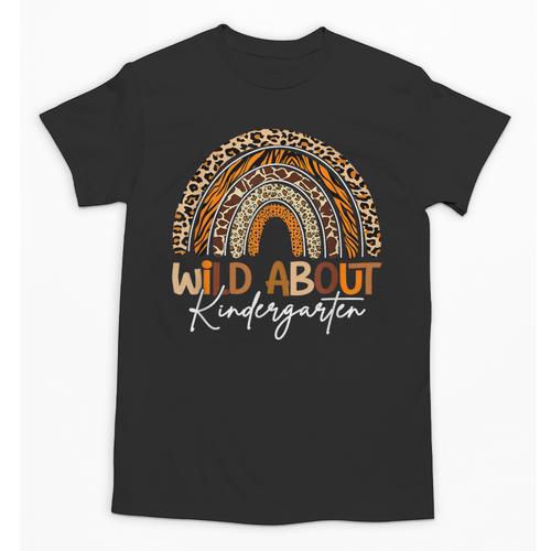 Back To School Wild About Kindergarten Leopard Rainbow Unisex T-Shirt - Savourry