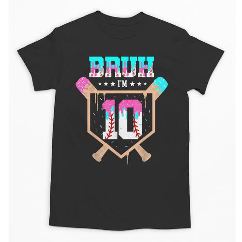 Baseball 10 Year Old Ice Cream Drip 10th Birthday Boy Player Unisex T-Shirt - Sportilla