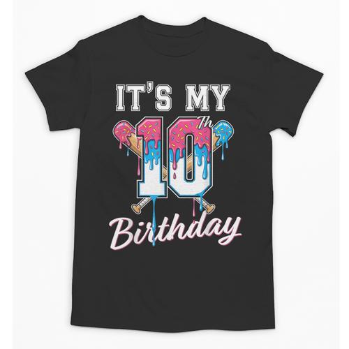 Baseball 10 Year Old Ice Cream Drip 10th Birthday Boys Unisex T-Shirt - Sportilla