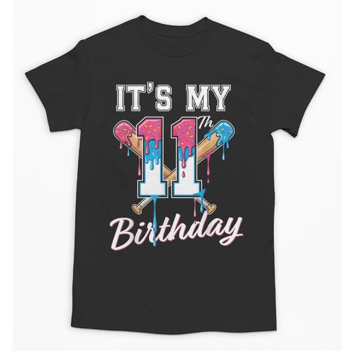 Baseball 11 Year Old Ice Cream Drip 11th Birthday Boys Unisex T-Shirt - Sportilla