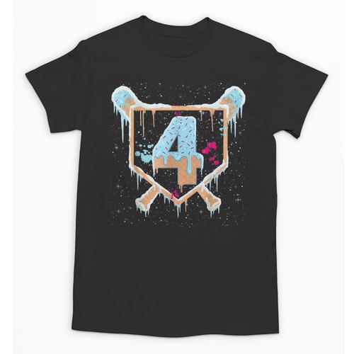 Baseball 4 Year Old Ice Cream Drip 4th Birthday Boy Number 4 Unisex T-Shirt - Sportilla