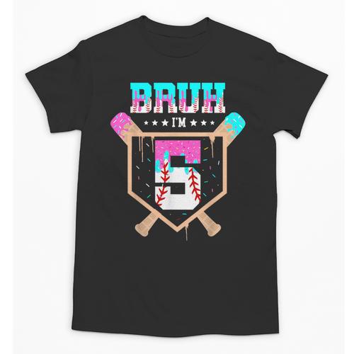 Baseball 5 Year Old Ice Cream Drip 5th Birthday Boys Player Unisex T-Shirt - Sportilla