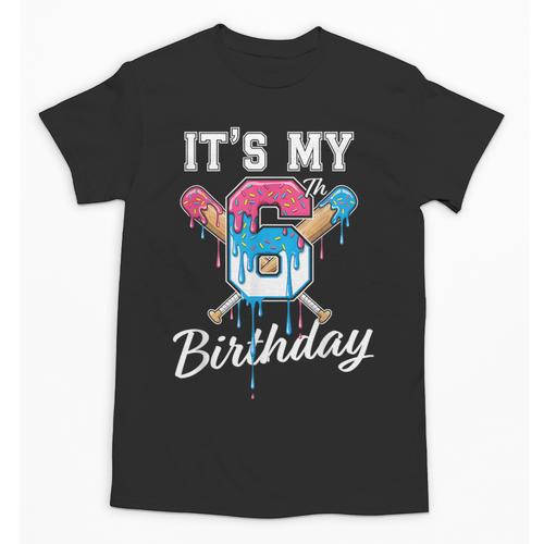 Baseball 6 Year Old Ice Cream Drip 6th Birthday Boy Number 6 Unisex T-Shirt - Sportilla