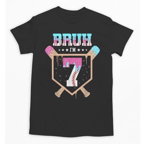 Baseball 7 Year Old Ice Cream Drip 7th Birthday Boys Player Unisex T-Shirt - Sportilla