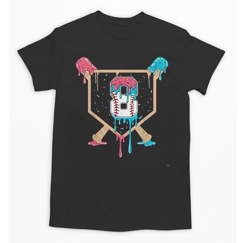Baseball 8 Year Old Ice Cream Drip 8th Birthday Boys Player Unisex T-Shirt - Sportilla