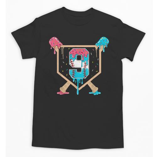 Baseball 9 Year Old Ice Cream Drip 9th Birthday Boys Player Unisex T-Shirt - Sportilla