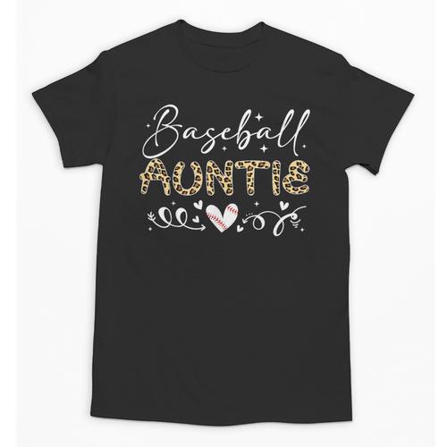 Baseball Auntie Leopard Baseball Heart Unisex T-Shirt - Sportilla