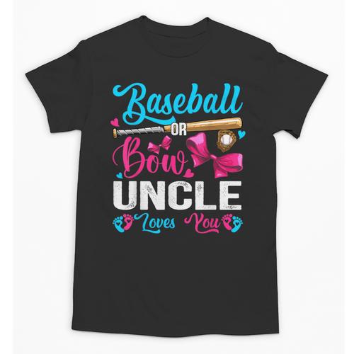 Baseball Or Bows Uncle Loves You Gender Reveal Unisex T-Shirt - Sportilla
