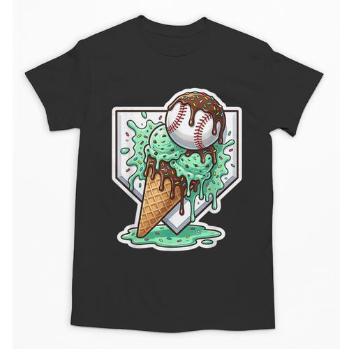 Baseball Boys Ice Cream Drip Baseball Boys Youth Mint Choco Unisex T-Shirt - Sportilla
