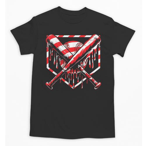 Baseball Candy Cane Christmas Baseball Ice Cream Drip Boys Unisex T-Shirt - Sportilla