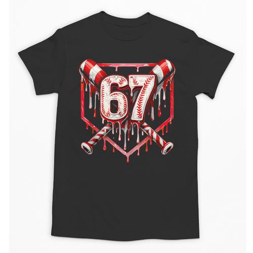 Baseball Candy Cane Drip 6 7 Six Seven Meme Christmas Boys Unisex T-Shirt - Sportilla