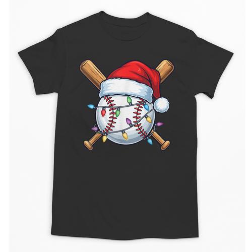 Baseball Christmas Lights Santa Christmas Baseball Player Unisex T-Shirt - Sportilla