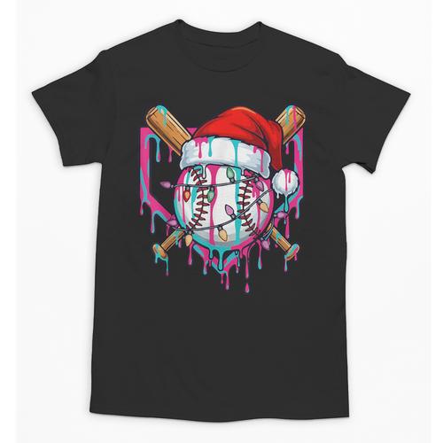 Baseball Christmas Santa Hat Baseball Christmas Drip Unisex T-Shirt - Sportilla