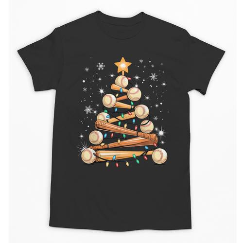 Baseball Christmas Tree Light Xmas Baseball Unisex T-Shirt - Sportilla
