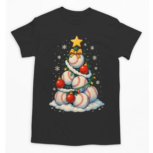Baseball Christmas Tree Lights Santa Sport Player Lover Xmas Unisex T-Shirt - Sportilla