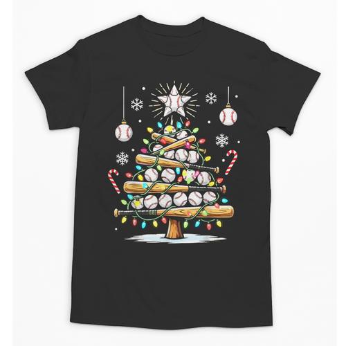 Baseball Christmas Tree Lights Unisex T-Shirt - Sportilla