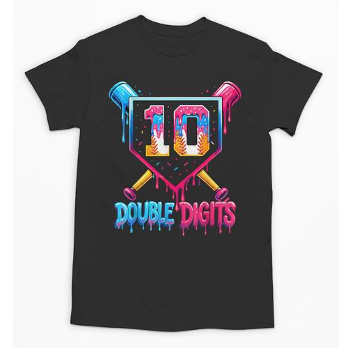 Baseball Drip 10th Birthday Boy Double Digits Ice Cream Drip Unisex T-Shirt - Sportilla