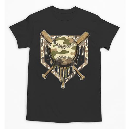 Baseball Drip For Boys Ice Cream Dripping Boys Baseball Camo Unisex T-Shirt - Sportilla