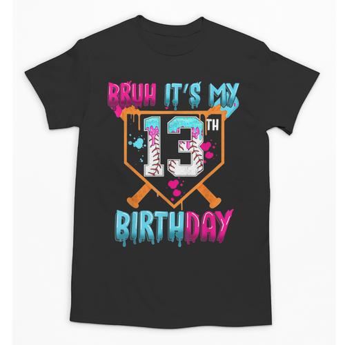 Baseball Drip Bruh It's My 13th Birthday Boy Ice Cream Drip Unisex T-Shirt - Sportilla