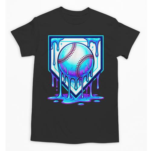 Baseball Drip Ice Cream Blue Glow Melt Ball Graphic Unisex T-Shirt - Sportilla
