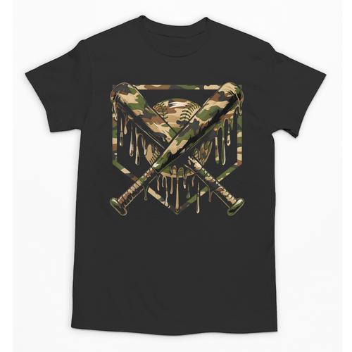Baseball Drip Ice Cream Camo Home Plate Bats Sports Game Day Unisex T-Shirt - Sportilla