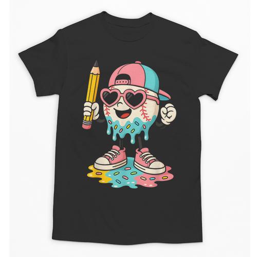 Baseball Drip Ice Cream First Day Back To School Cute Girls Unisex T-Shirt - Savourry