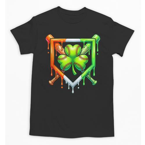 Baseball Drip Ice Cream St Patricks Day Shamrock Lucky Unisex T-Shirt - Sportilla
