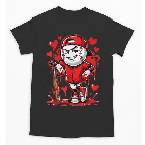 Baseball Drip Icecream Heart Red Valentine Day Boys Kids Unisex T-Shirt - Sportilla