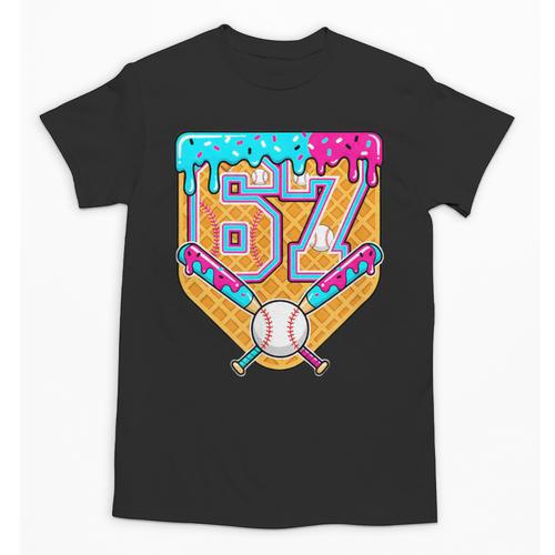 Baseball Drip Number 67 Ice Cream Home Plate Drip Unisex T-Shirt - Sportilla