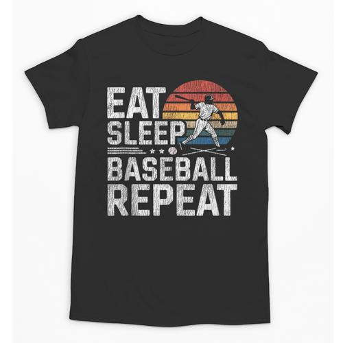 Baseball Fan Vintage Retro Eat Sleep Baseball Repeat Unisex T-Shirt - Sportilla