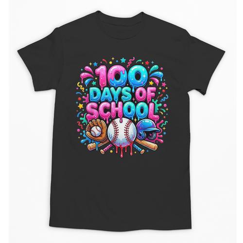 Baseball Ice Cream Drip 100 Days Of School Student Teacher Unisex T-Shirt - Sportilla