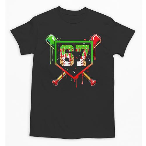 Baseball Ice Cream Drip Number 67 Player 6 7 Christmas Pjs Unisex T-Shirt - Sportilla