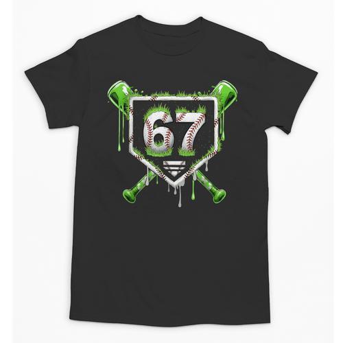 Baseball Ice Cream Drip Number 67 Player 67th Birthday Kids Unisex T-Shirt - Sportilla
