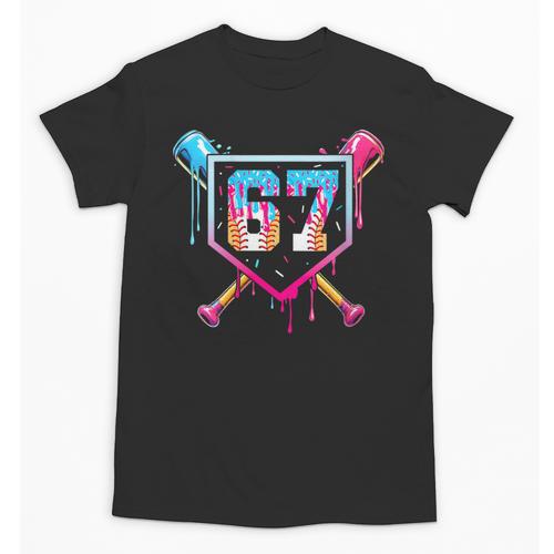 Baseball Ice Cream Drip Number 67 Player 67th Birthday Unisex T-Shirt - Sportilla