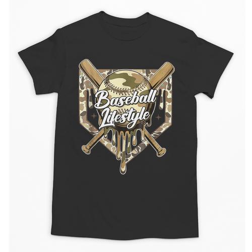 Baseball Life Lifestyle Home Plate Camo Ice Cream Drip Kids Unisex T-Shirt - Sportilla