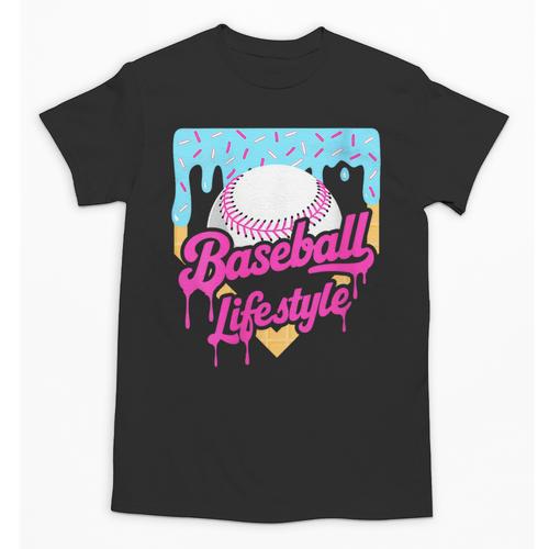 Baseball Life Lifestyle Home Plate Ice Cream Drip Men Boys Unisex T-Shirt - Sportilla
