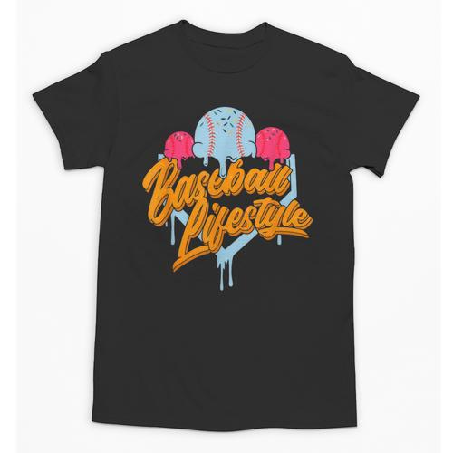 Baseball Lifestyle Home Plate Ice Cream Drip Men Boys Kids Unisex T-Shirt - Sportilla